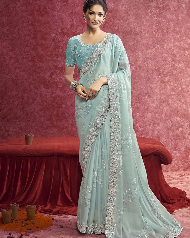 Designer Galaxy Fabric Saree with Premium Embellishment Festive Wear