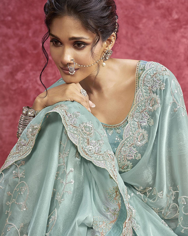 Designer Galaxy Fabric Saree with Premium Embellishment Festive Wear