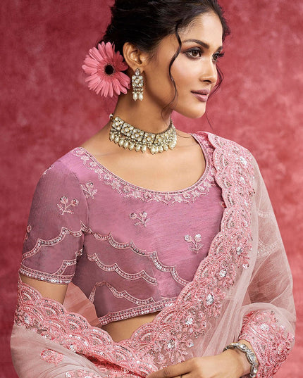 Premium Pink Pure Weave Art Silk Saree for Festive & Occasion Wear