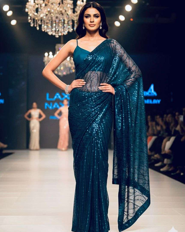 Premium Designer Half and Half Saree with Exquisite Sequence Work