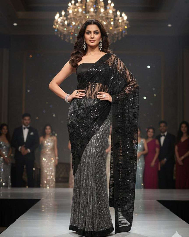 Premium Designer Half and Half Saree with Exquisite Sequence Work