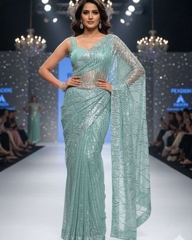 Premium Designer Half and Half Saree with Exquisite Sequence Work