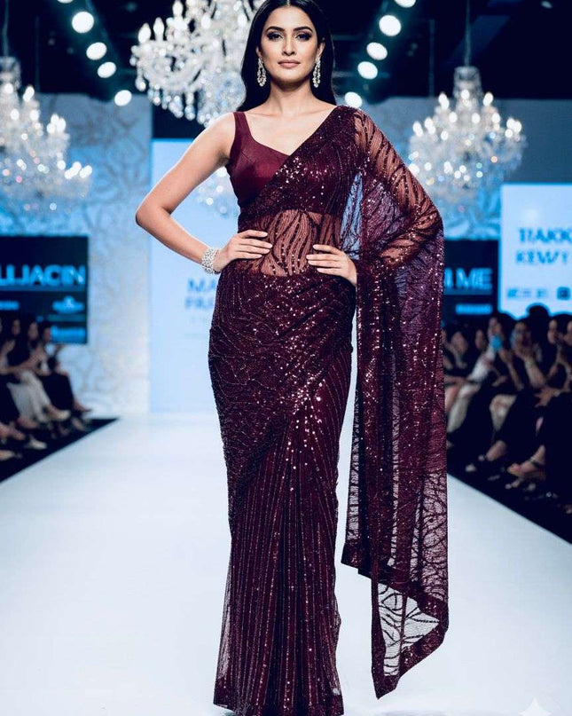 Premium Designer Half and Half Saree with Exquisite Sequence Work