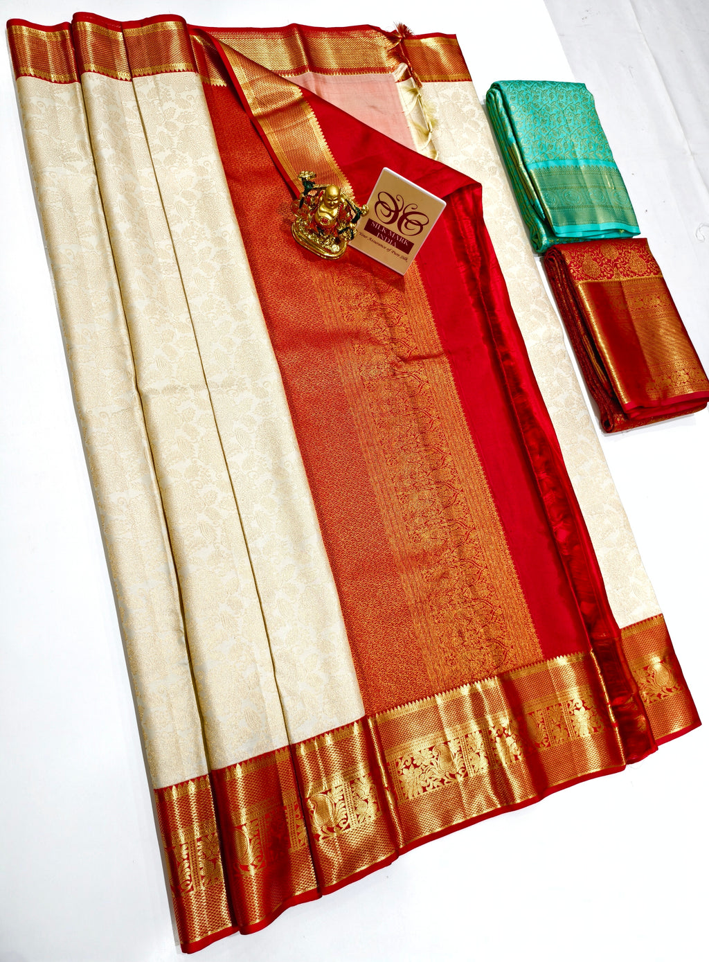 Kanchipuram pure silk wedding saree in vibrant colors with intricate work
