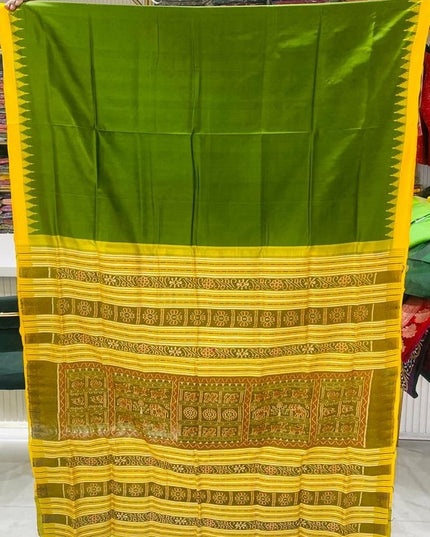 Olive Green Odisha Handloom Sambalpuri Silk Saree