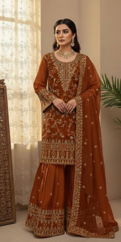 Jimmy Choo Sequence Embroidered Sarara Set - Designer Ethnic Wear