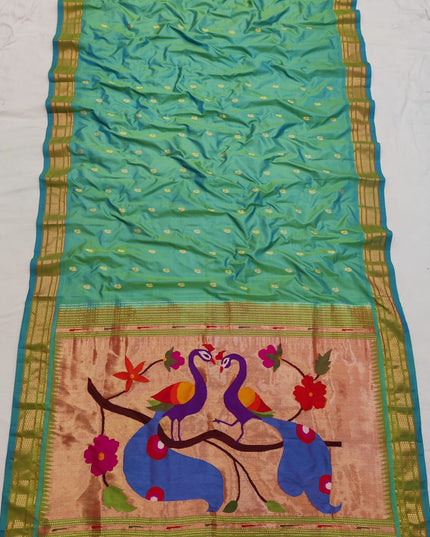 Premium Luxury Bridal Pure Silk Handloom Paithani Saree with Golden Zari and Fancy Pallu