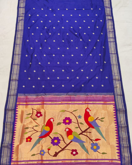 Premium Luxury Bridal Pure Silk Handloom Paithani Saree with Golden Zari and Fancy Pallu