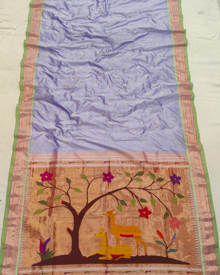 Premium Luxury Bridal Pure Silk Handloom Paithani Saree with Golden Zari and Fancy Pallu