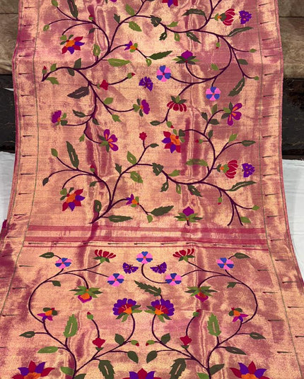 Premium Bridal Pure Silk Brocade Paithani Saree with Golden Zari