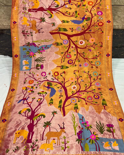 Premium Bridal Pure Silk Brocade Paithani Saree with Golden Zari