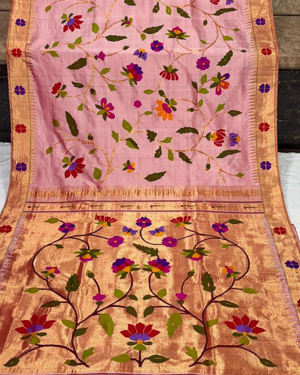 Premium Bridal Pure Silk Brocade Paithani Saree with Golden Zari