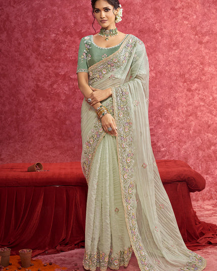 Premium Pista Pure Weave Art Silk Saree for Festive & Occasion Wear