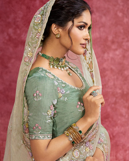 Premium Pista Pure Weave Art Silk Saree for Festive & Occasion Wear