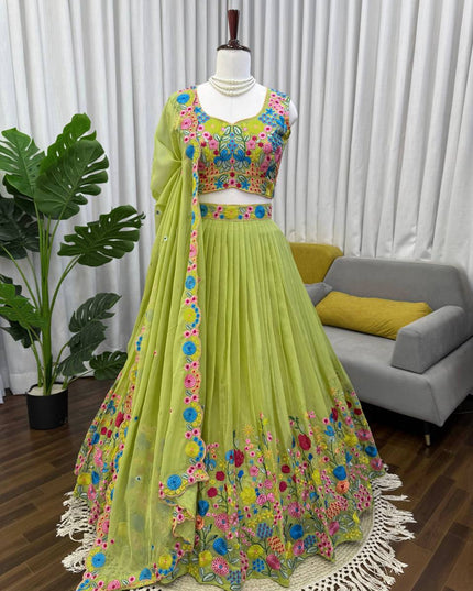 Premium Designer Organza Silk Lehenga Choli Set with Thread and Sequin Work