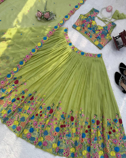 Premium Designer Organza Silk Lehenga Choli Set with Thread and Sequin Work