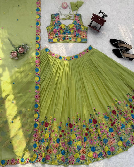 Premium Designer Organza Silk Lehenga Choli Set with Thread and Sequin Work