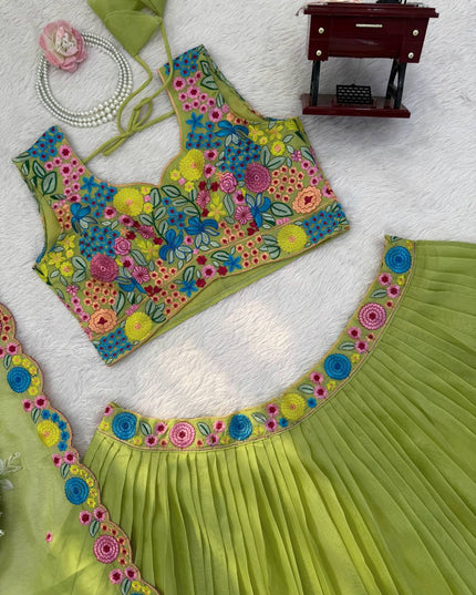 Premium Designer Organza Silk Lehenga Choli Set with Thread and Sequin Work