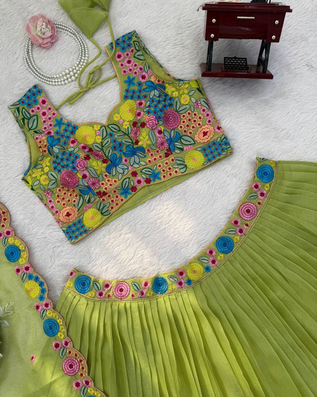 Premium Designer Organza Silk Lehenga Choli Set with Thread and Sequin Work