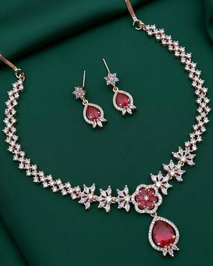 Exquisite AD Stone Necklace Set with Matching Drop Earrings and Statement Jhumka Combo