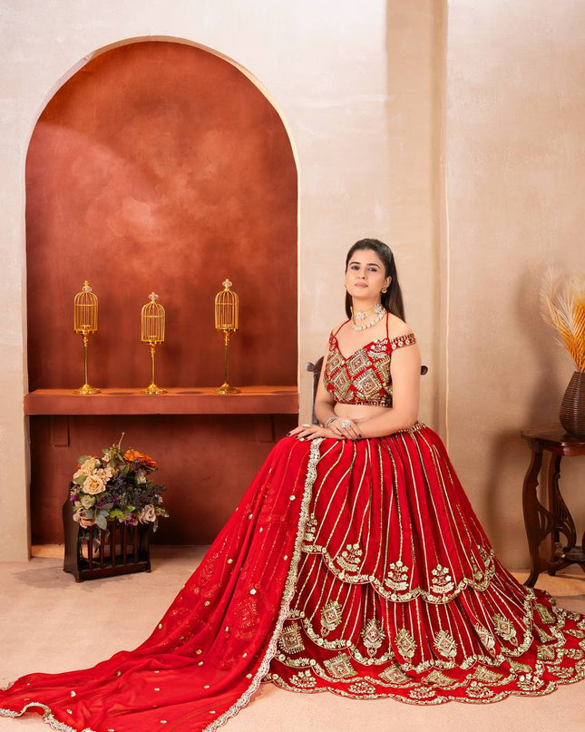 Royal Red Bridal Lehenga with Heavy Embroidery | Wedding & Reception