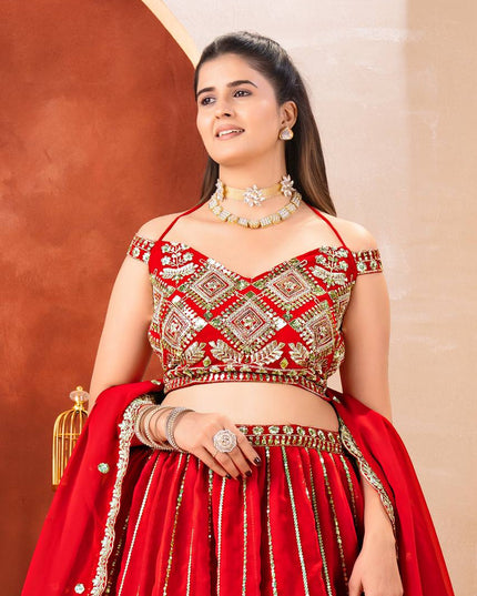 Royal Red Bridal Lehenga with Heavy Embroidery | Wedding & Reception