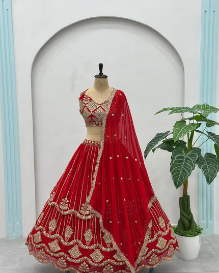 Royal Red Bridal Lehenga with Heavy Embroidery | Wedding & Reception