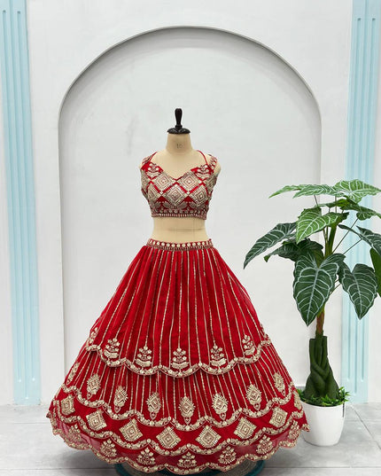 Royal Red Bridal Lehenga with Heavy Embroidery | Wedding & Reception