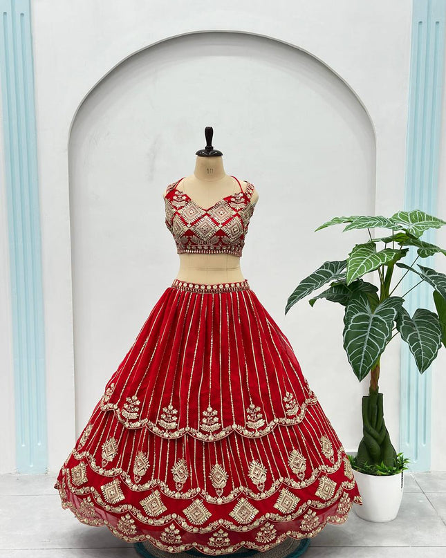 Royal Red Bridal Lehenga with Heavy Embroidery | Wedding & Reception