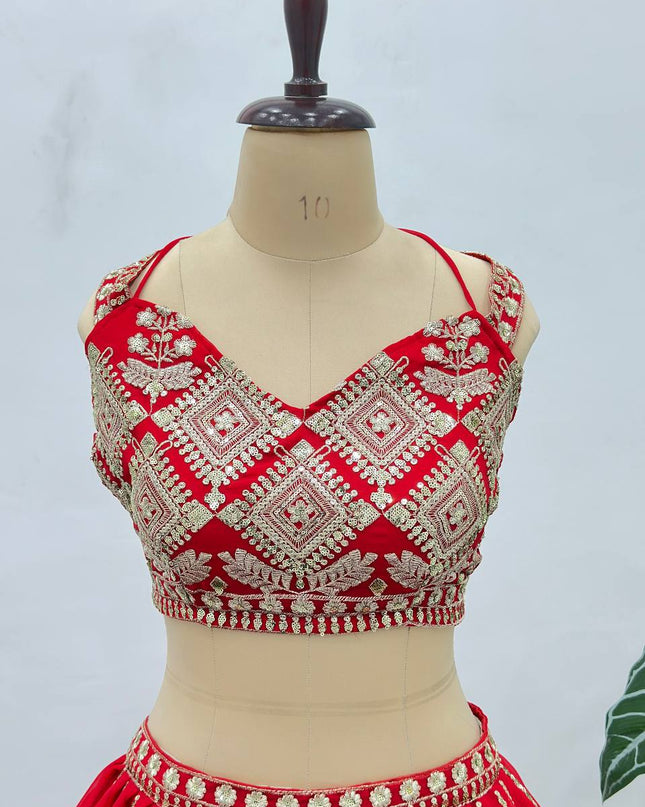 Royal Red Bridal Lehenga with Heavy Embroidery | Wedding & Reception