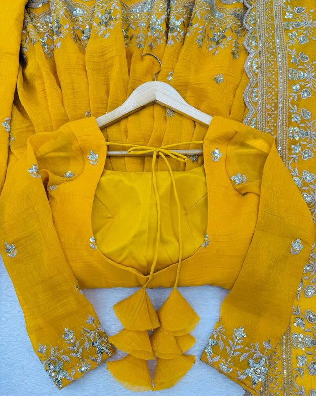 Heavy Crunchy Silk Anarkali Set with Sequin Embroidery | Ready to Wear