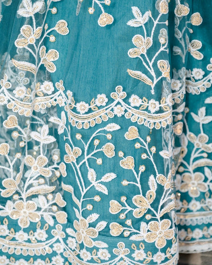 Elegant Soft Net Lehenga With Sequins And Thread Embroidery | Festive and Wedding Wear