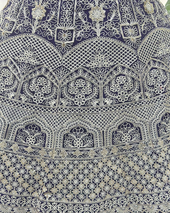 Designer Net Lehenga Choli with Sequins & Zari Embroidery