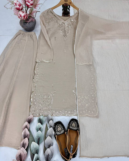 Designer Heavy Tissue Silk Special Party Wear 3 Piece Suit