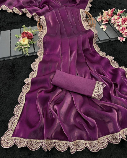 Pure Jimmy Choo Designer Saree with Blouse Piece