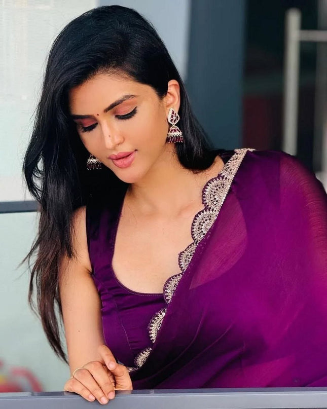 Pure Jimmy Choo Designer Saree with Blouse Piece