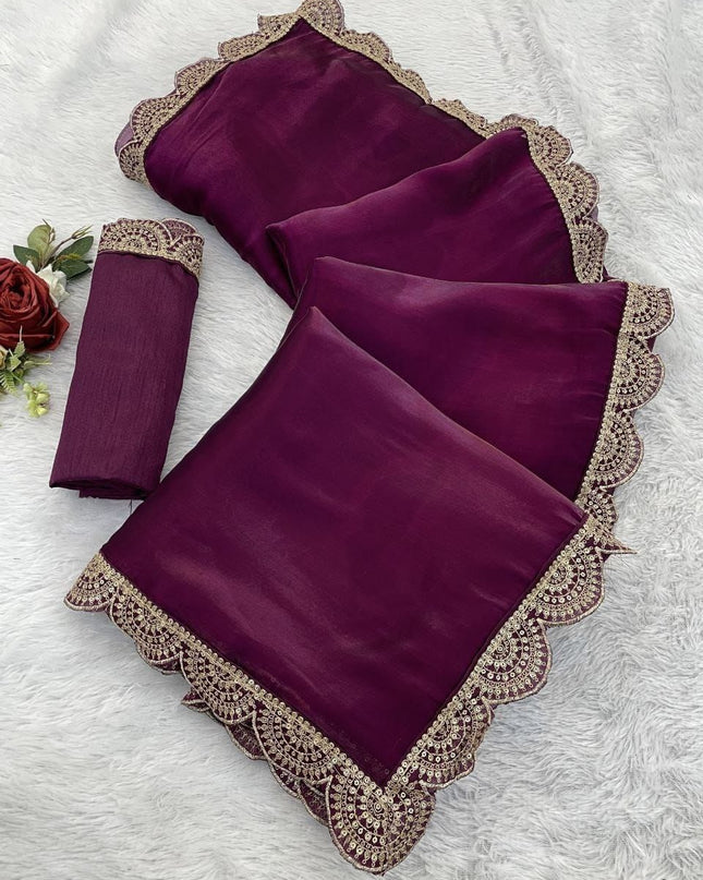 Pure Jimmy Choo Designer Saree with Blouse Piece