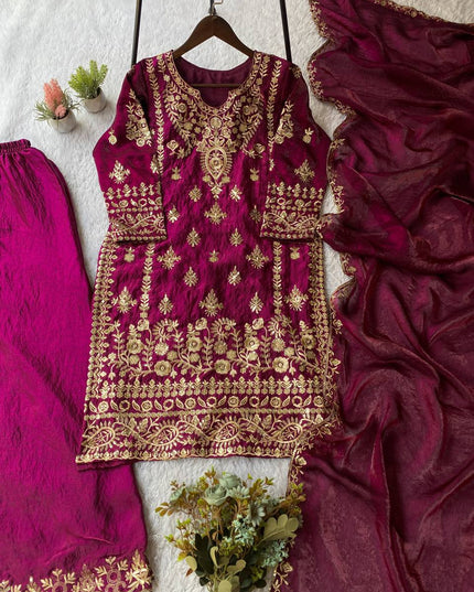 Exclusive Wedding Season Sequence Embroidery Fendy Suit Set