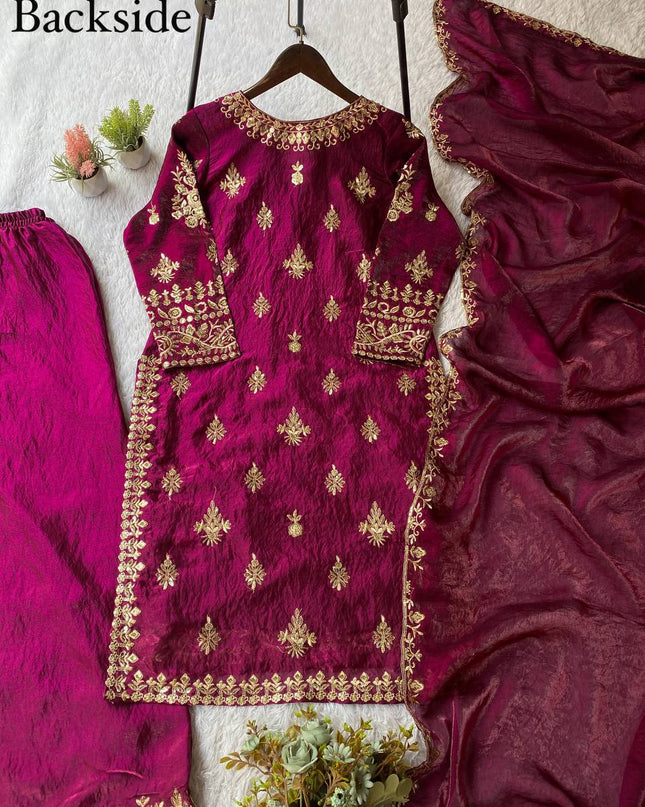 Exclusive Wedding Season Sequence Embroidery Fendy Suit Set