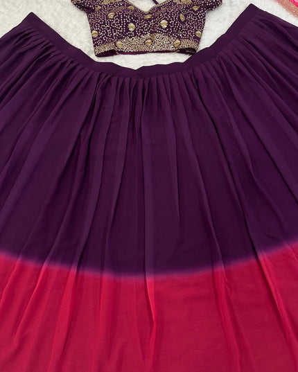 Shaded Georgette Lehenga Set with Sequins and Zari Work