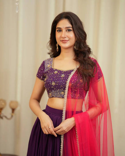 Shaded Georgette Lehenga Set with Sequins and Zari Work