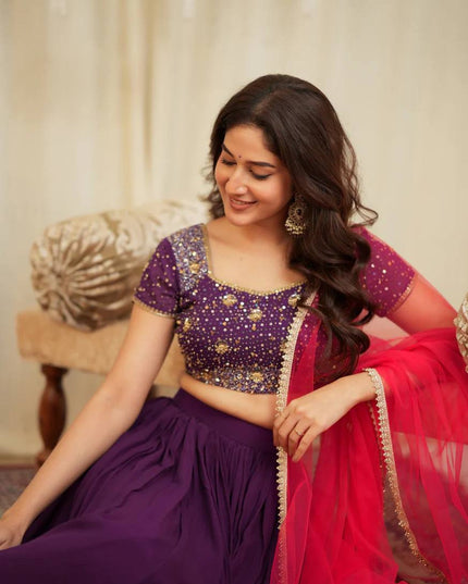 Shaded Georgette Lehenga Set with Sequins and Zari Work