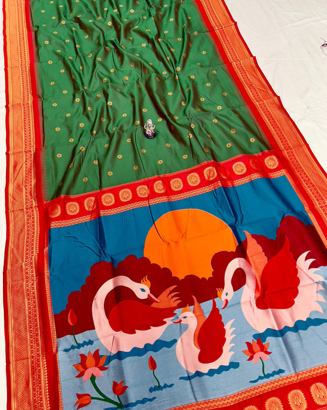 Premium Soft Silk Aarya Fancy Pallu Kadiyal Paithani Saree