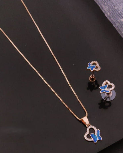 Elegant Pendant Necklace and Stud Earrings Set With Stone Embellishment For Gifting And Special Occasions