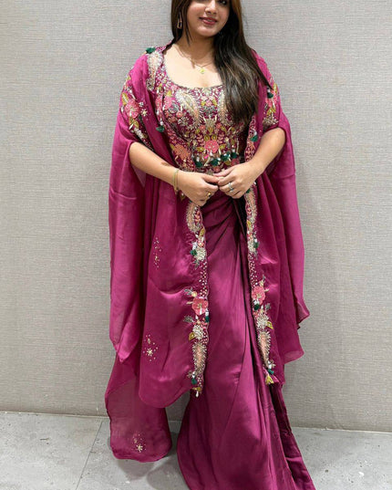 Statement Indo Western Shrug Dhoti Blouse with Sequin Embroidery