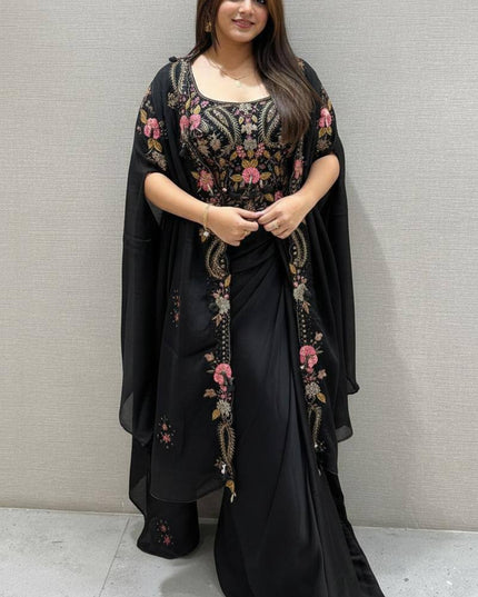 Statement Indo Western Shrug Dhoti Blouse with Sequin Embroidery