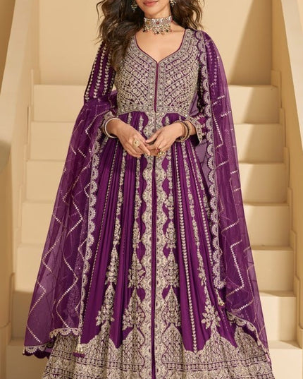 Designer Chinon Embroidery Kurti Lehenga with Dupatta | 3-Piece Set