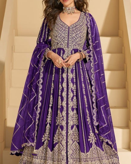 Designer Chinon Embroidery Kurti Lehenga with Dupatta | 3-Piece Set