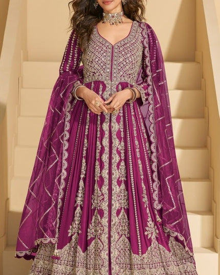 Designer Chinon Embroidery Kurti Lehenga with Dupatta | 3-Piece Set