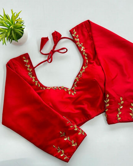 Designer Kimora Silk Blouse with Golden Sequin Handwork | Ready to Wear